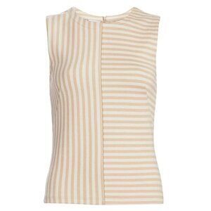 Akris Punto Patchwork Stripe Sleeveless Top Desert Sand Italian Fabric ‎ US 8